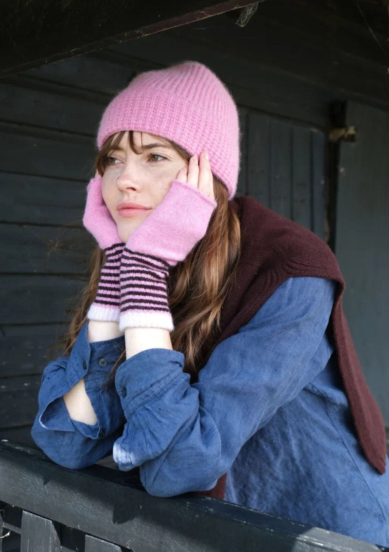 Tuck Stitch Angora Beanie Hat in Pink | Quinton + Chadwick Hat Quinton + Chadwick