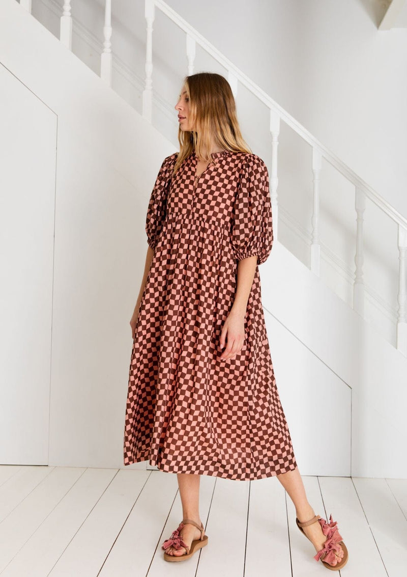 Briony Dress | Pink Brown Check | Bonte Dress Bonte