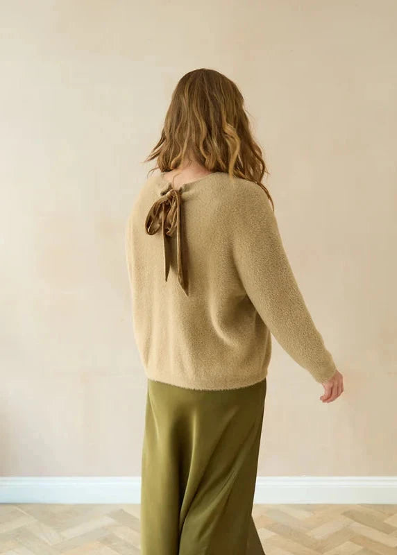 Ruby Velvet Bow Jumper | Chalk Jumper Chalk