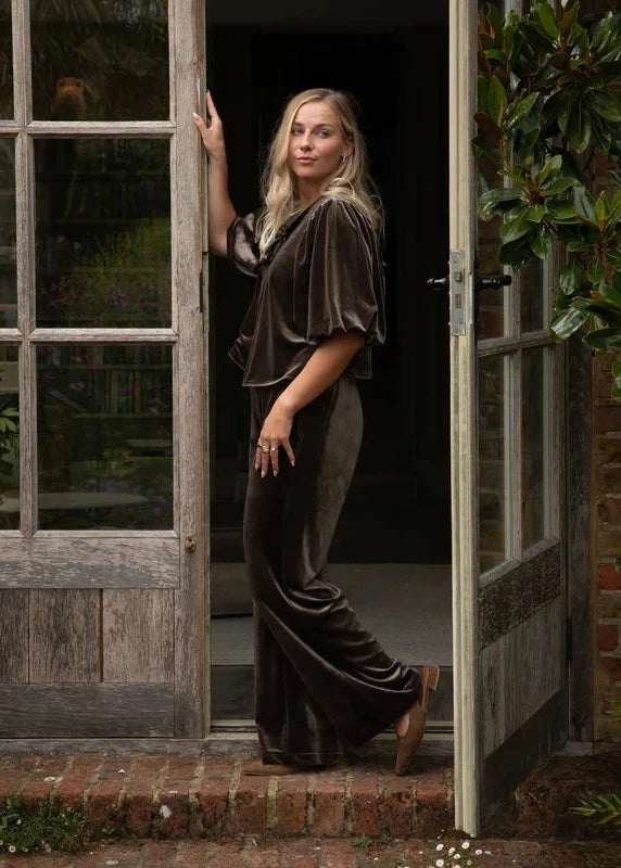 Evie Velvet Trouser | Chalk Trousers Chalk
