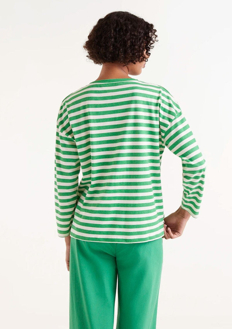 Long Sleeve Green Stripe Heart Top | Company Fantastica Long Sleeve T-Shirt Compania Fantastica