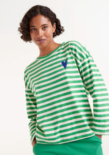 Long Sleeve Green Stripe Heart Top | Company Fantastica Long Sleeve T-Shirt Compania Fantastica