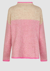 Herrin Knit Stripe T-Neck | Begonia Pink | Second Female Jumper Second Female