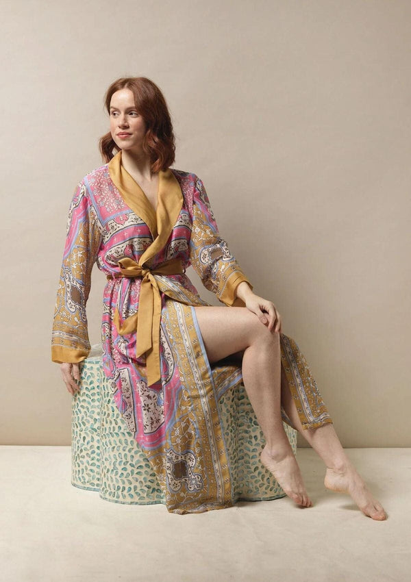 Indian Summer Pink Dressing Gown | One Hundred Stars Dressing Gown One Hundred Stars
