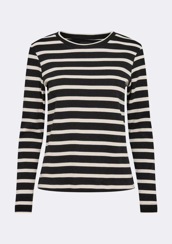 Long Sleeve Striped Heavy Weight Top | LR-EAGLE-1 | LEVETE ROOM Long Sleeve T-Shirt Levete Room