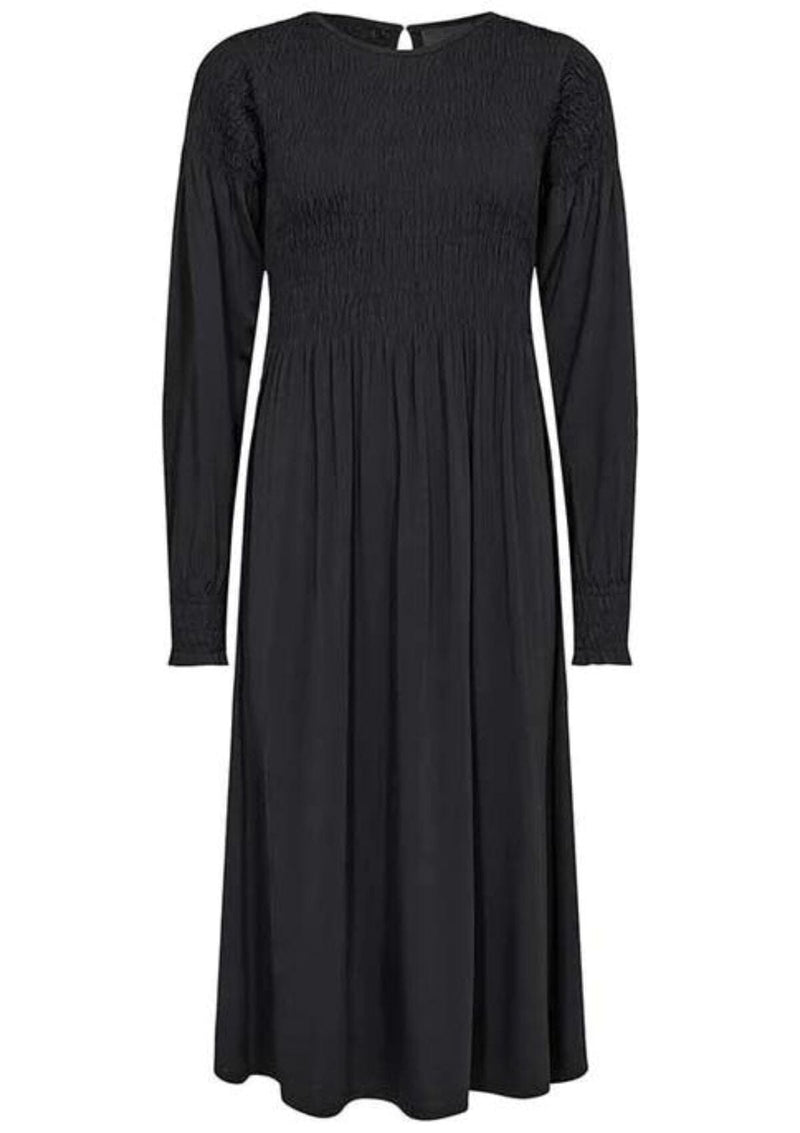 Black Smock Detail Midi Dress | LR-EVE-2 | LEVETE ROOM Dress Levete Room