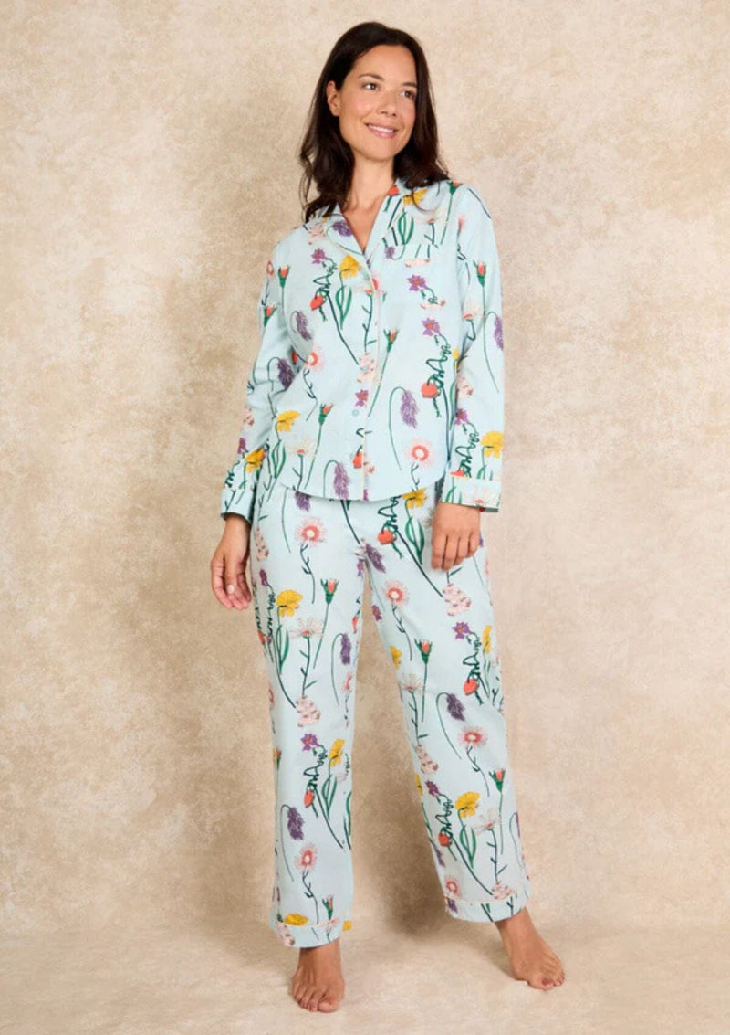 Cotton Field Flowers Pyjamas | Light Blue | Their Nibs Pyjamas Their Nibs