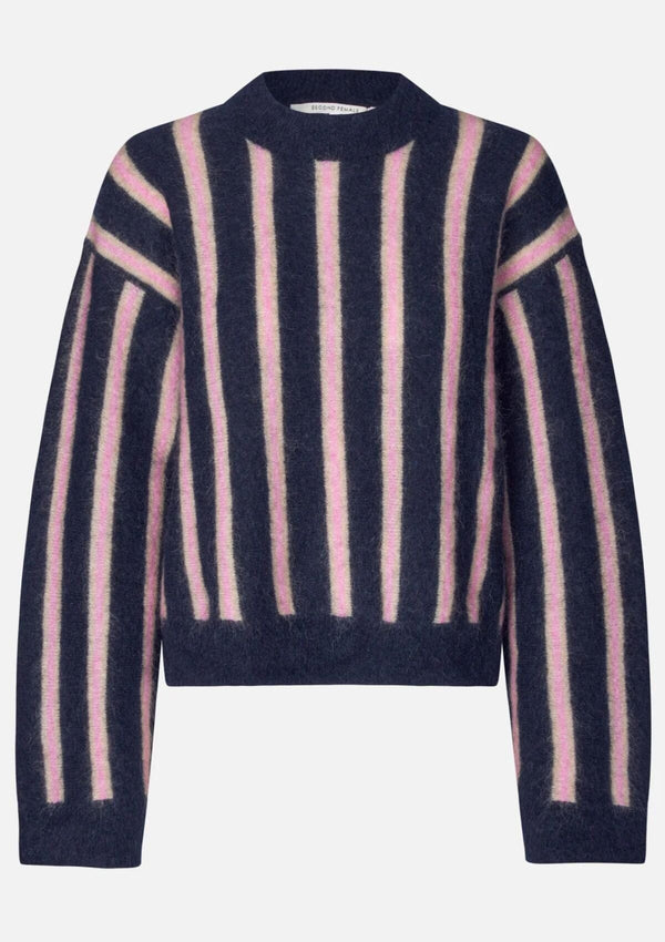 Noela Stripe Knit O-Neck | Second Female Jumper Second Female