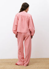 Noura Pink Check Blouse | Frnch Blouse fun