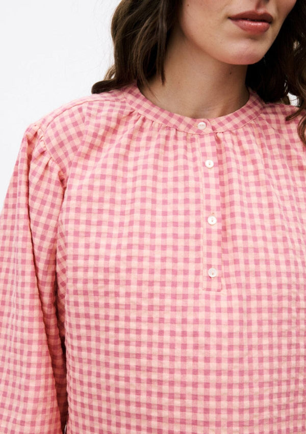 Noura Pink Check Blouse | Frnch Blouse fun