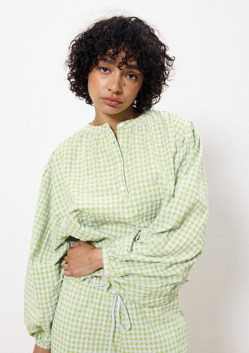 NOURA GINGHAM LIME BLOUSE | FRNCH Blouse FRNCH