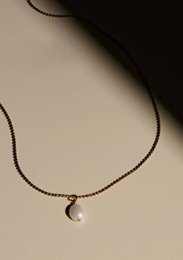 Tiny Pearl Droplet Necklace | A Weathered Penny Necklace A Weathered Penny