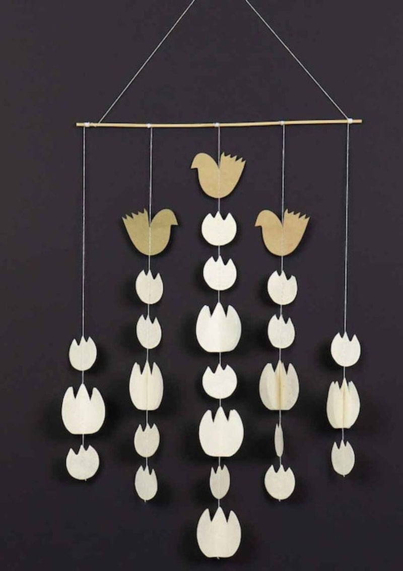 Handmade Nepalese White Tulip and Gold Dove Hanging Decoration A World Of Craft