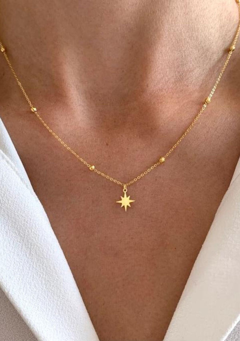 Stainless Steel Ball Chain Star Pendant Necklace Necklace Victoire Collection