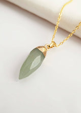 Aventurine Gemstone Crystal Spike Gold Necklace Pendant