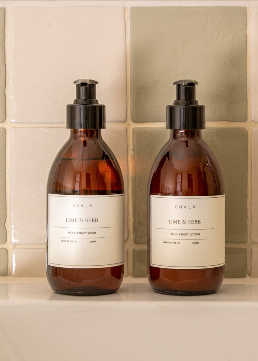 Amber Glass Hand & Body Lotion | Lime & Herb | Chalk Hand Cream Chalk