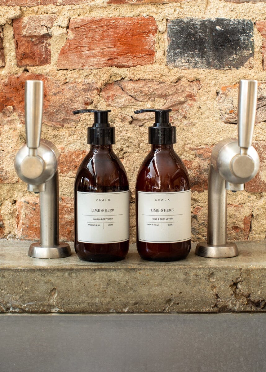 Amber Glass Hand & Body Lotion | Lime & Herb | Chalk Hand Cream Chalk