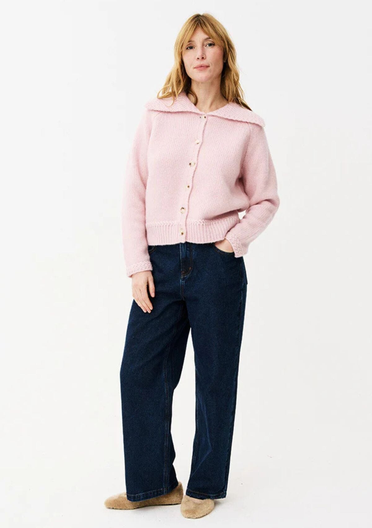 Aurelia Rose Pink Cardigan | Wool Cotton Blend | Maison Anana Cardigan Maison Anana