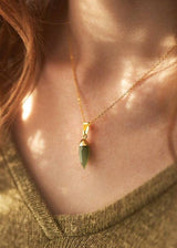Aventurine Gemstone Crystal Spike Gold Necklace Pendant Necklace Augusta Jewellery