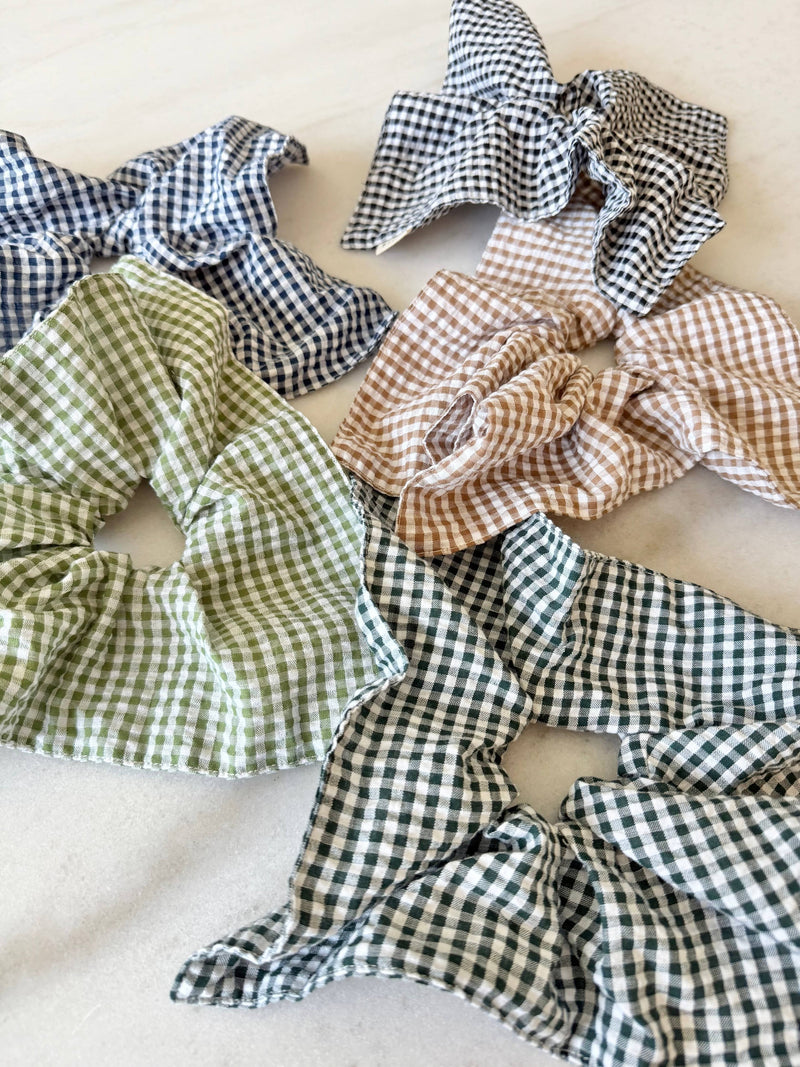 MINI GINGHAM DIAMOND SCRUNCHIES - neutral Billy Bamboo