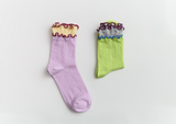Women’s Colorblock Cotton Socks – Lightweight Ruffle Trim
