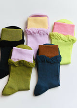 Women’s Colorblock Cotton Crew Socks – Lightweight Summer Happy Knits