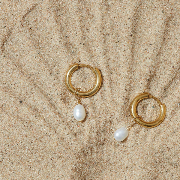 Tiny Pearl Hoops A Weathered Penny Jewellery