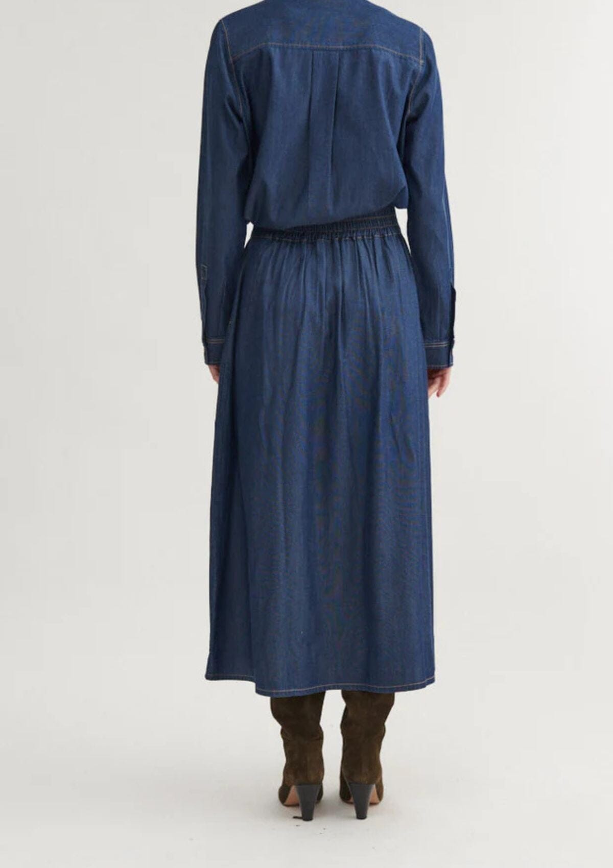 Bine Long Skirt | Mid Blue | Basic Apparel Skirt Basic Apparel