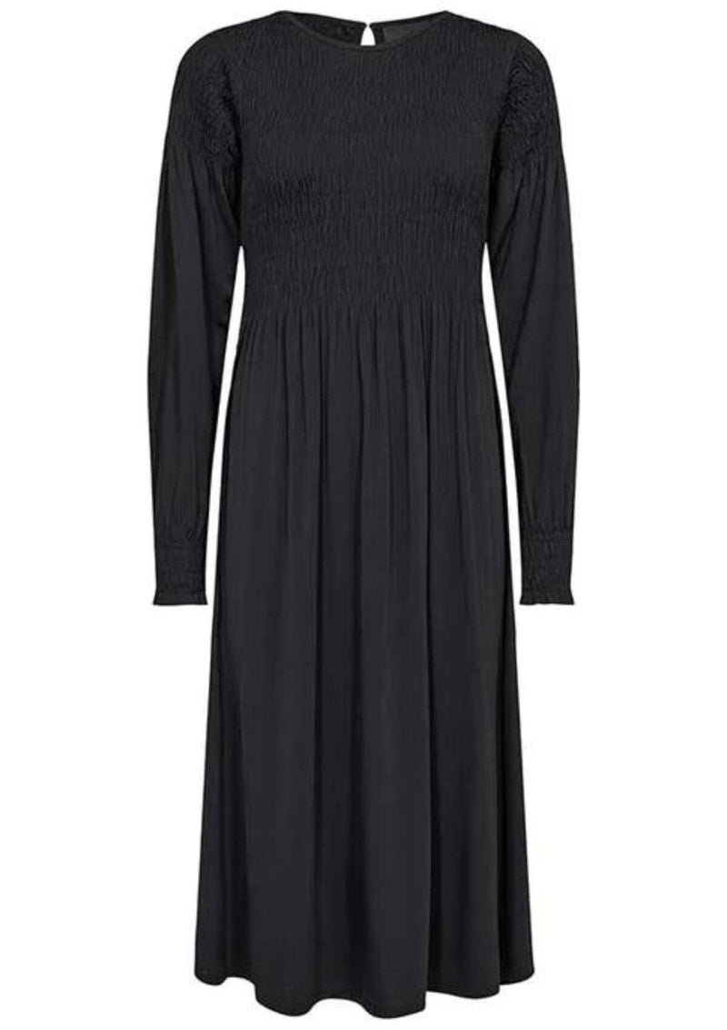 Black Smock Detail Midi Dress | LR-EVE-2 | LEVETE ROOM Eighty Seven Black Smock Detail Midi Dress | LR-EVE-2 | LEVETE ROOM Eighty Seven
