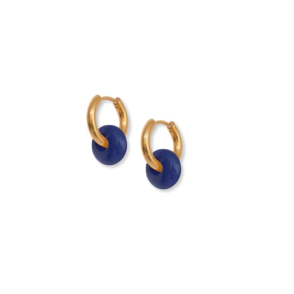 Blue Agate Hoops A Weathered Penny Jewellery