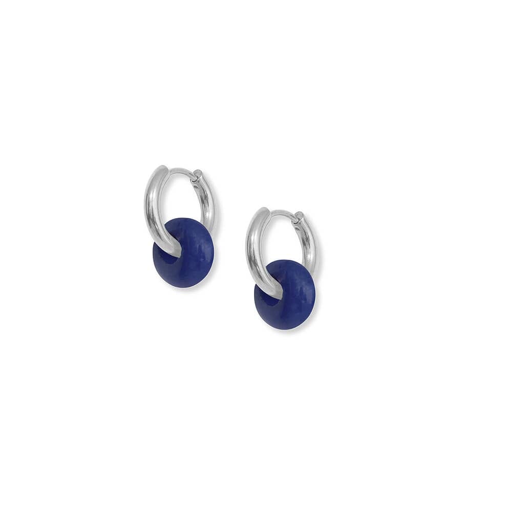 Blue Agate Hoops A Weathered Penny Jewellery