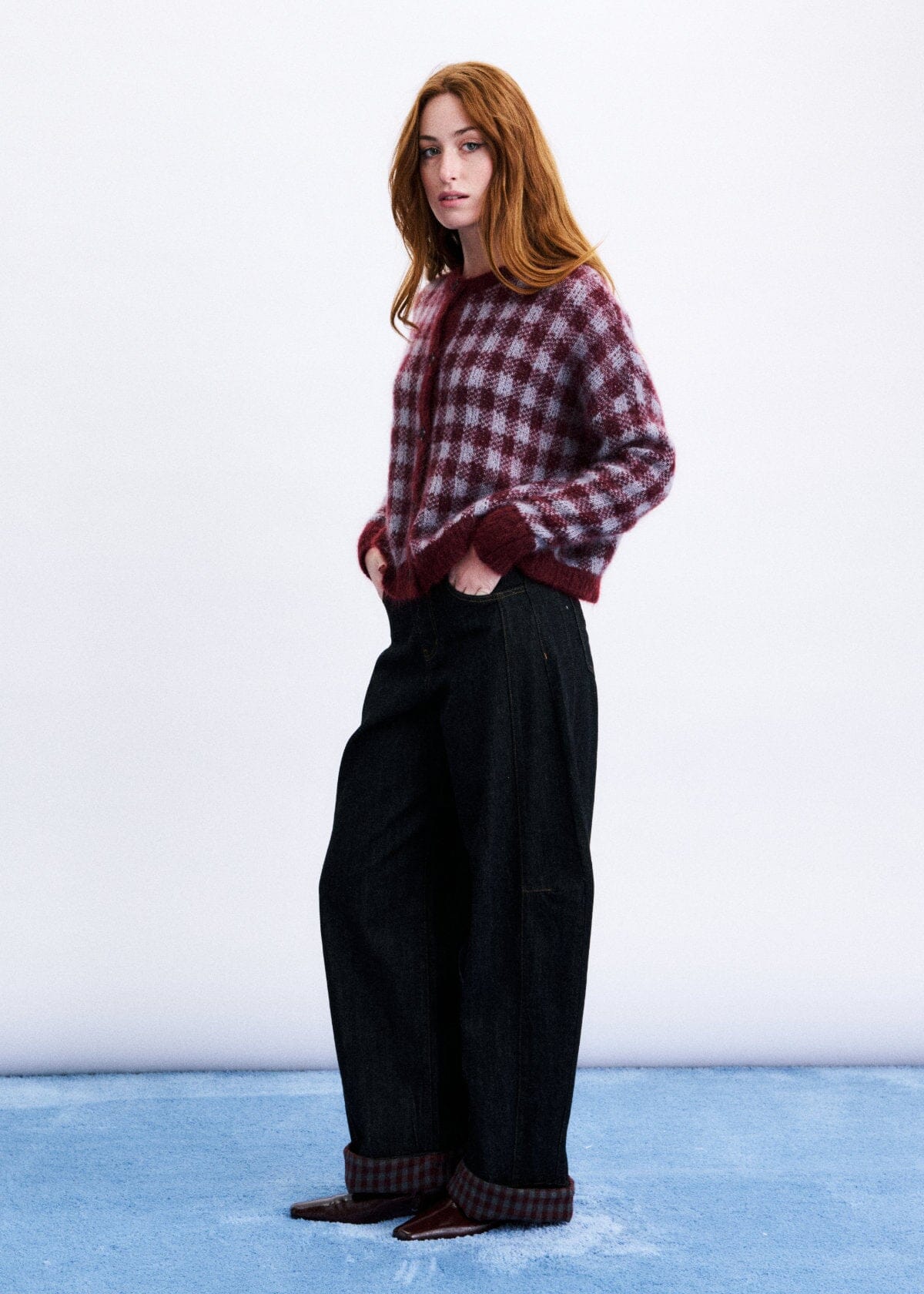 Bordeaux Check Cardigan | FRNCH Cardigan FRNCH