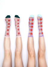 Tartan Sheer Sock - Purple & Red PAPERSELF