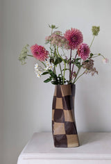 Chocolate Brown Check Twist Vase Rosie Gore