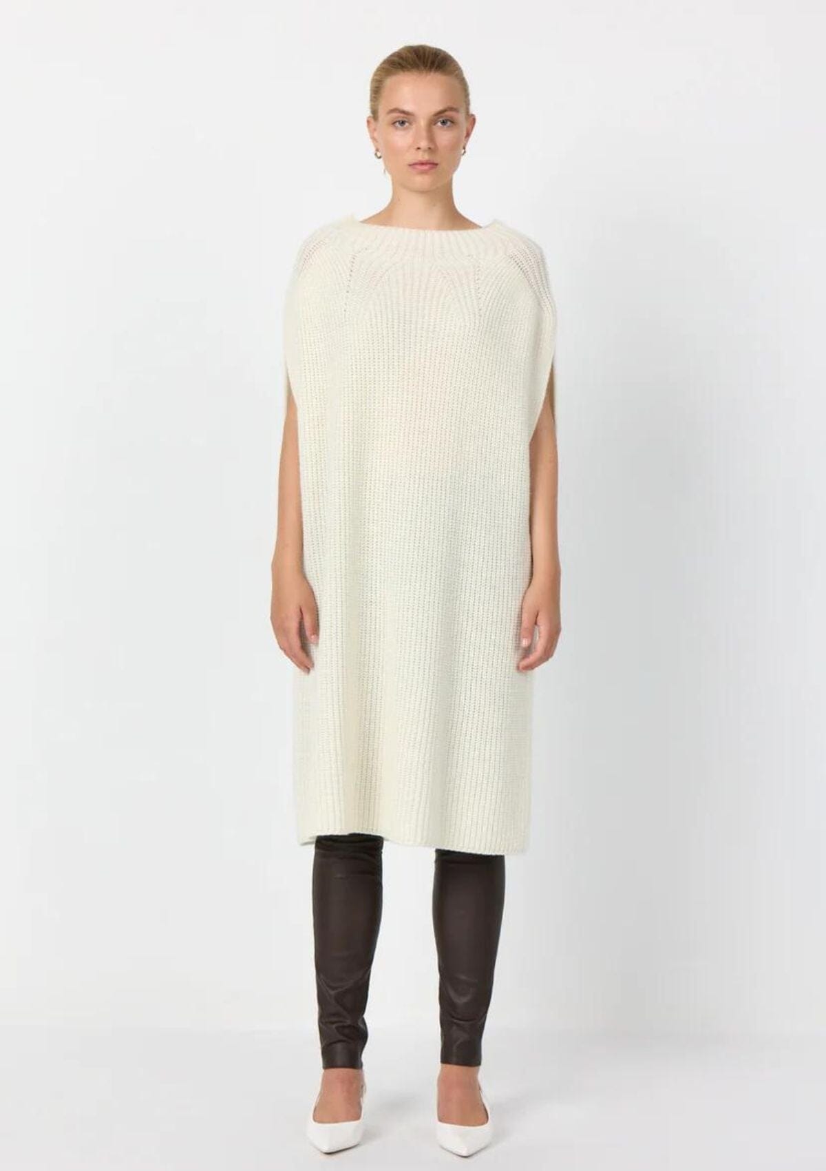 Cream Wool Blend Kalima 26 Poncho | LEVETE ROOM Jumper Levete Room
