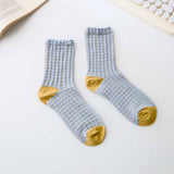 Women’s Cotton Waffle Crew Socks – Soft Bubble Texture