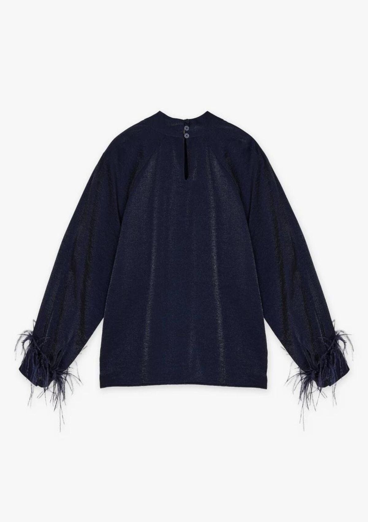 Dark Navy Feather Trim Blouse | Shays | CKS Blouse CKS