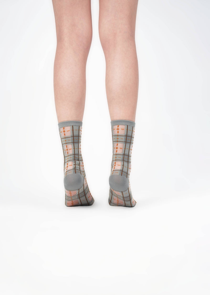 Tartan Sheer Socks - Dove Gray PAPERSELF