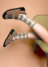 Tartan Sheer Socks - Sage Green PAPERSELF