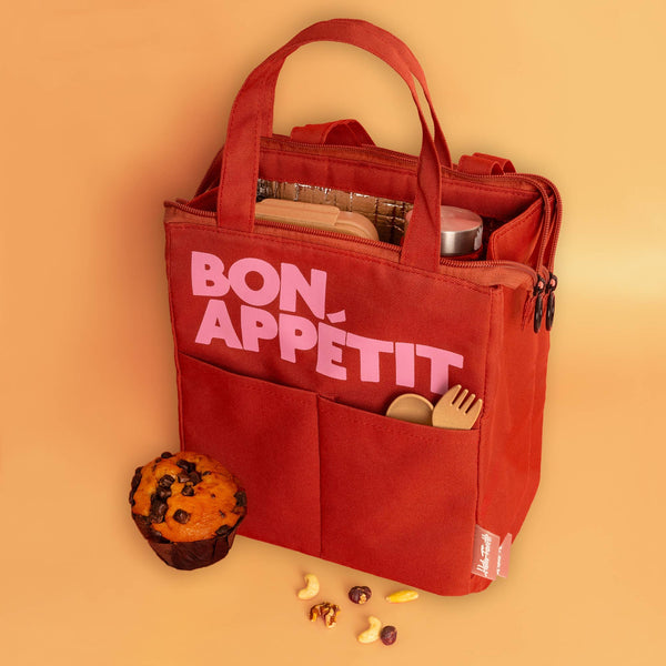 Helio Ferretti Bon Appetit Lunch Bag Burgundy Red Lunch Bag Oli Olsen