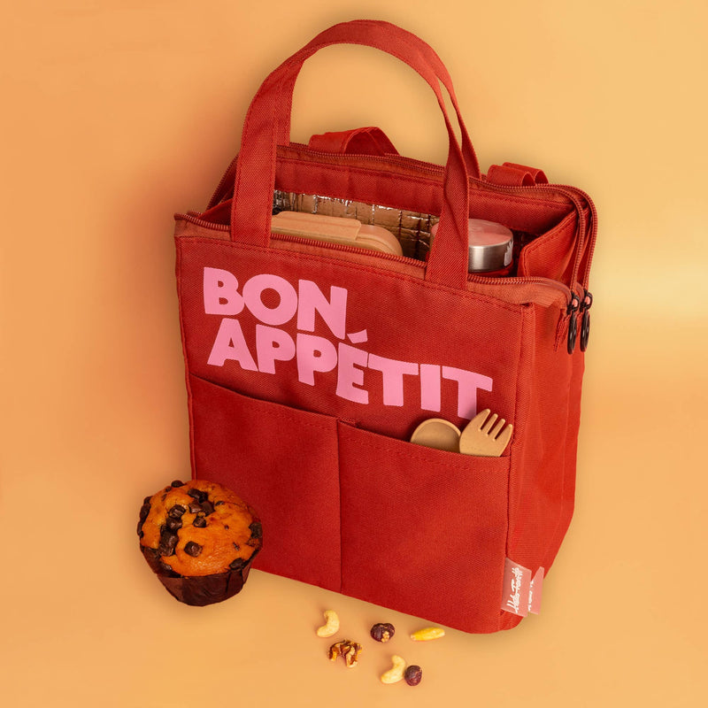 Helio Ferretti Bon Appetit Lunch Bag Burgundy Red Lunch Bag Oli Olsen