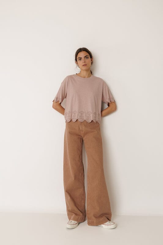 Embroidered Border T-Shirt | Indi & Cold T-Shirt Indi & Cold