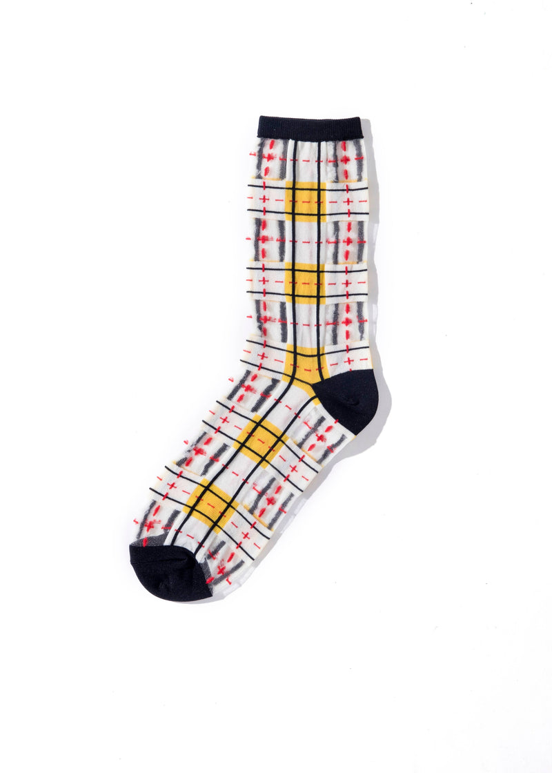 Tartan Sheer Socks - Yellow and Black PAPERSELF