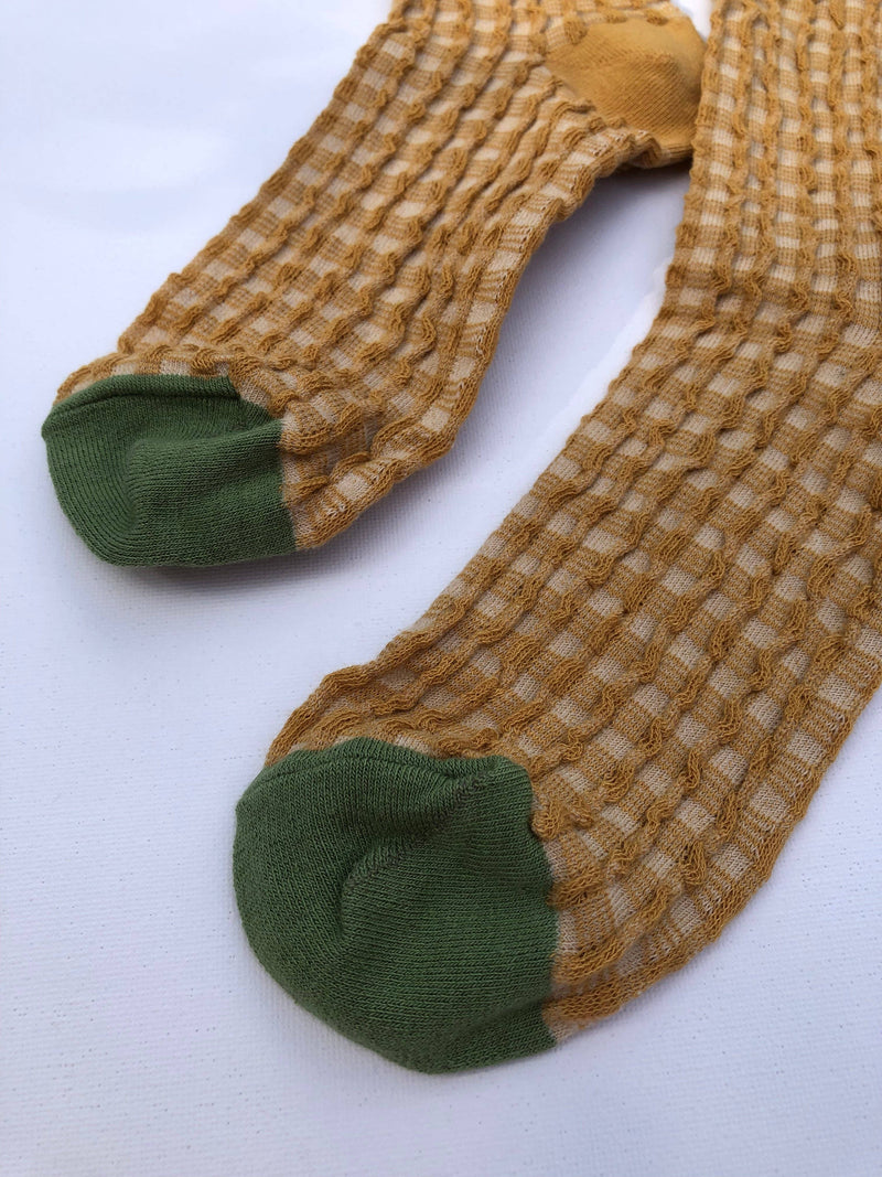 GINGHAM WAFFLE SOCKS - neutral Billy Bamboo