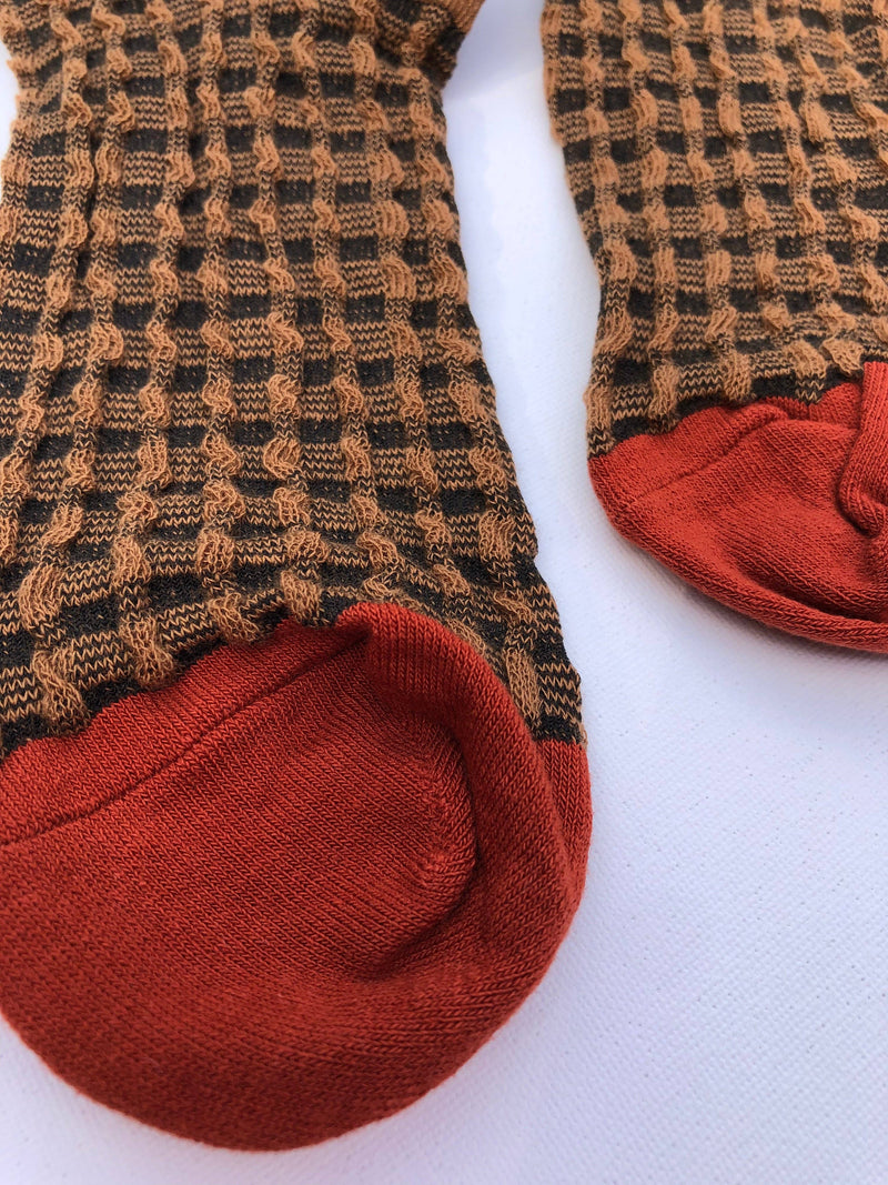 GINGHAM WAFFLE SOCKS - neutral Billy Bamboo