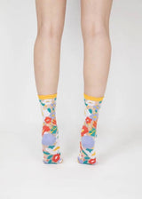Flower Garden Sheer Socks - Yellow PAPERSELF