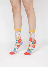 Flower Garden Sheer Socks - Yellow PAPERSELF