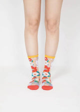 Flower Garden Sheer Socks - Yellow PAPERSELF