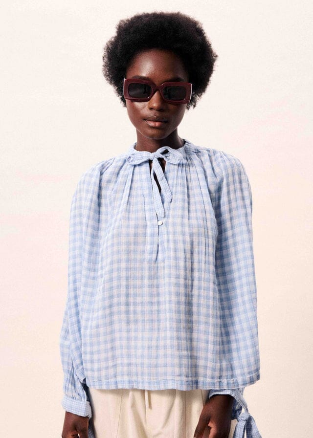 Havasia Blouse | Light Blue Check | FRNCH Blouse FRNCH