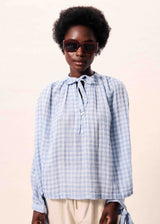 Havasia Blouse | Light Blue Check | FRNCH Blouse FRNCH